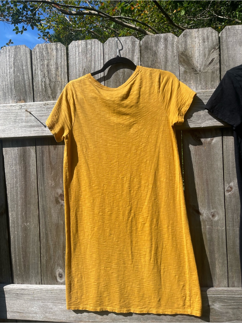 Women's Short Sleeve Scoop Neck Cotton Dresses - Mustard Yellow and Black Sz S - Picture 9 of 10